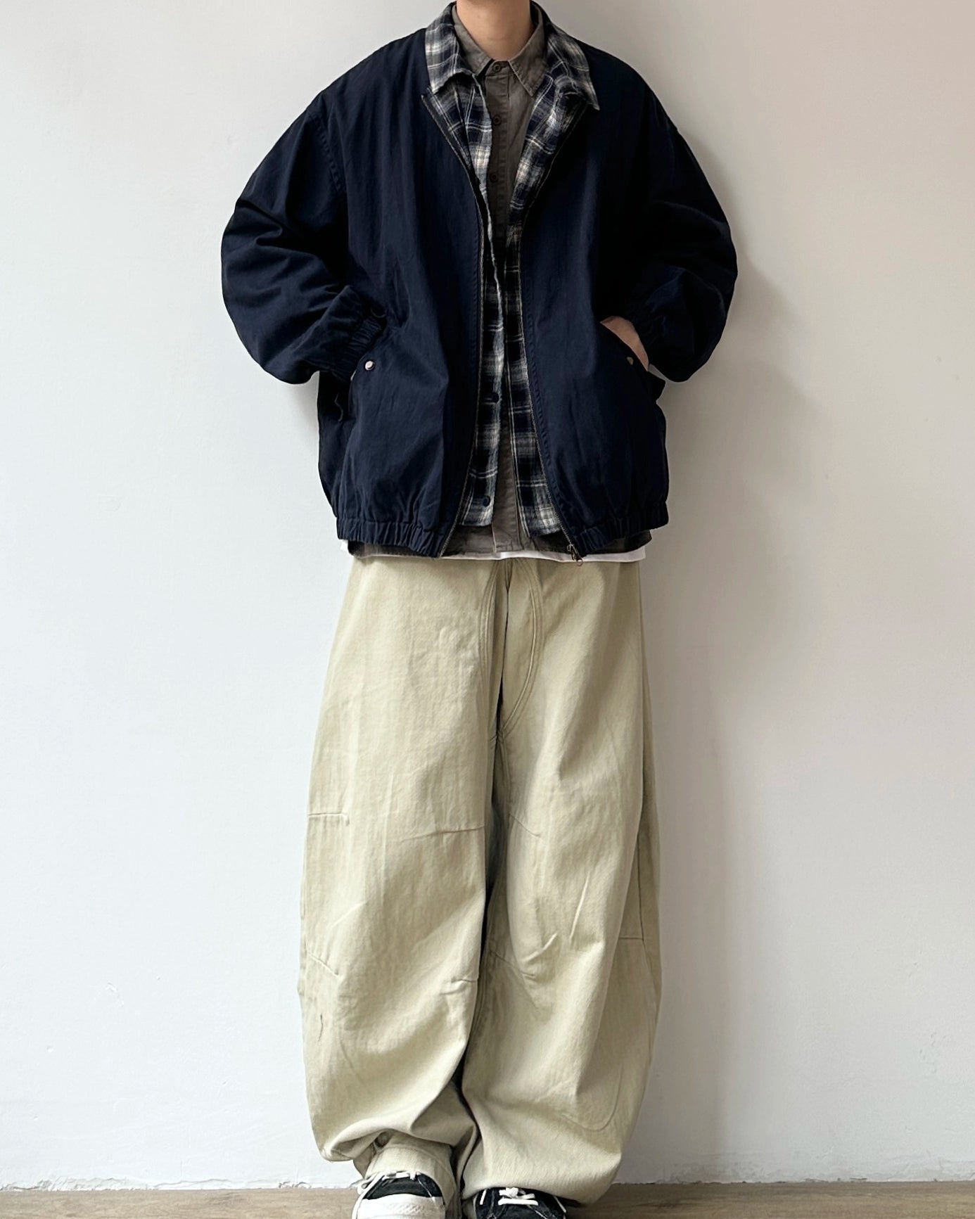 Plaid Fake Two-Piece Work Jacket N0874