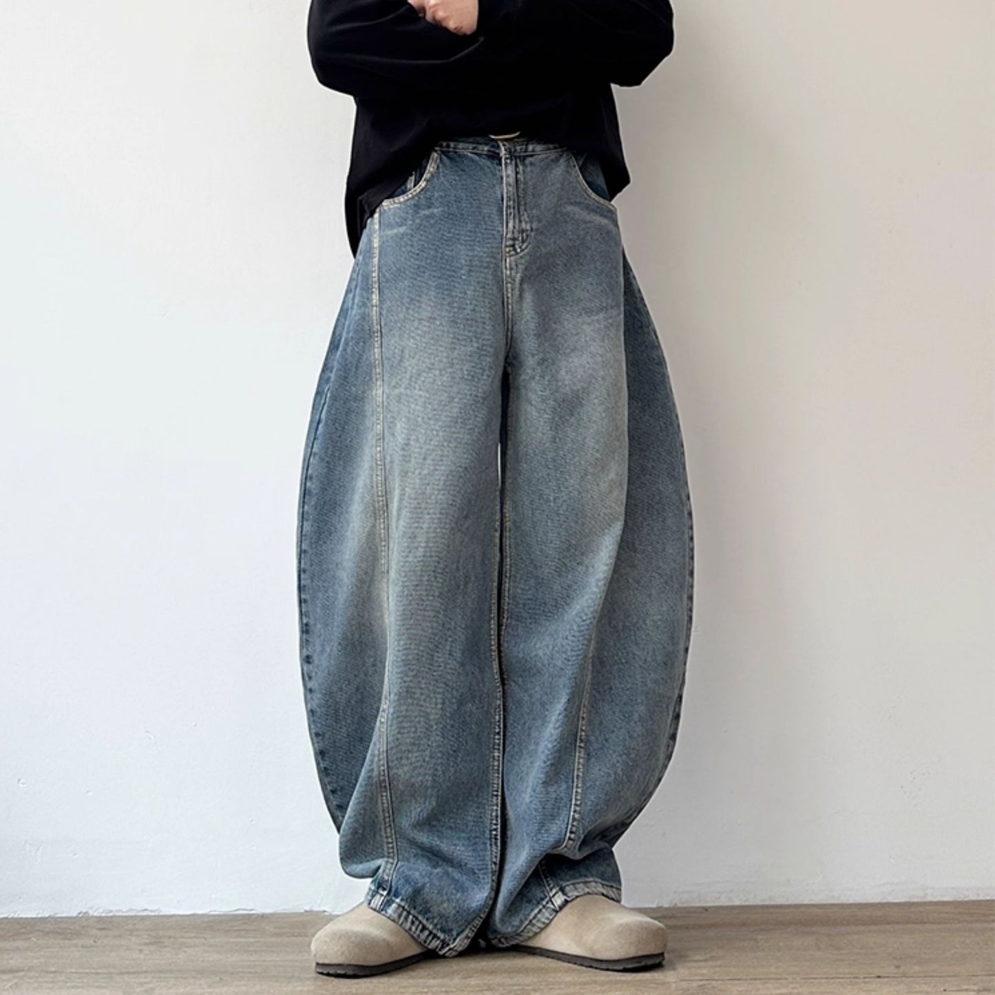 Volume Line Wide Denim Pants N0970