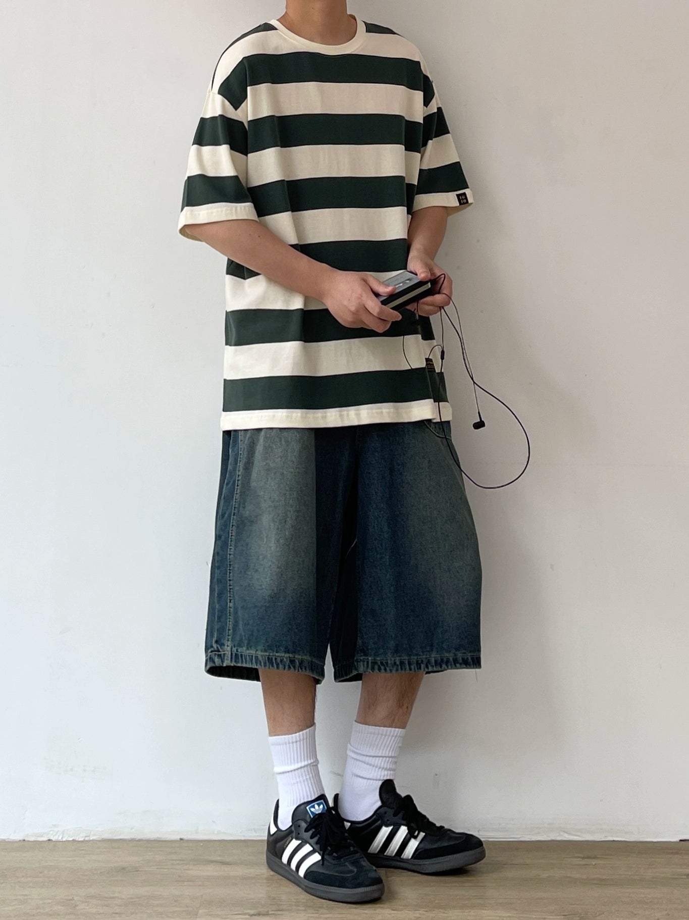 Wide Stripe Casual Short Sleeve T-Shirt N0737