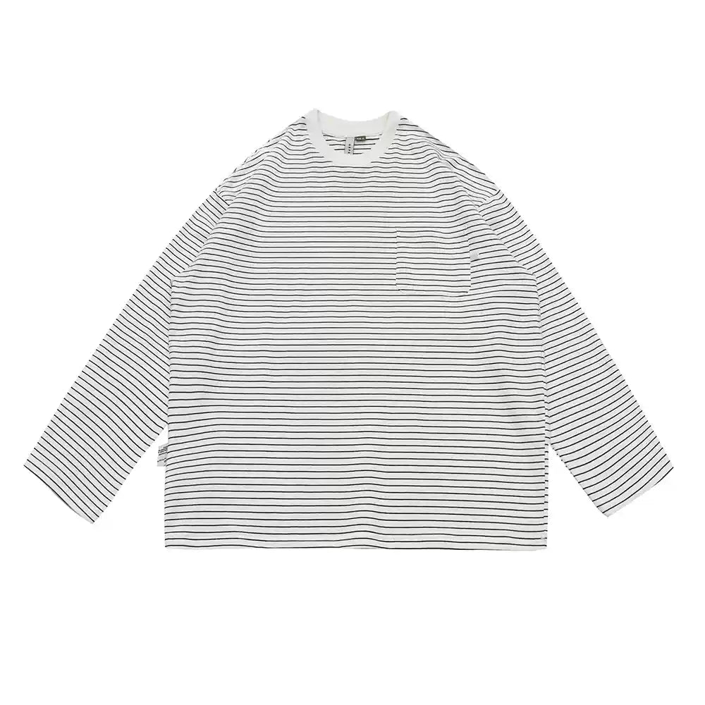 Loose Striped Long-sleeved T-shirt N0404