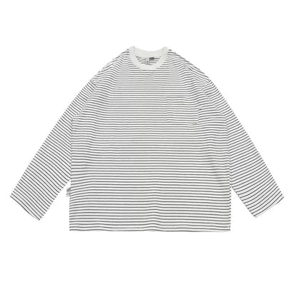 Loose Striped Long-sleeved T-shirt N0404