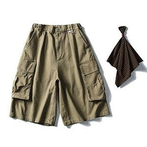 Multi Pocket Relaxed Cargo Half Pants N1089