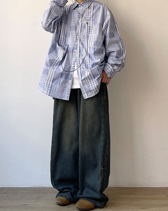 Stripe Block Design Shirt N0680