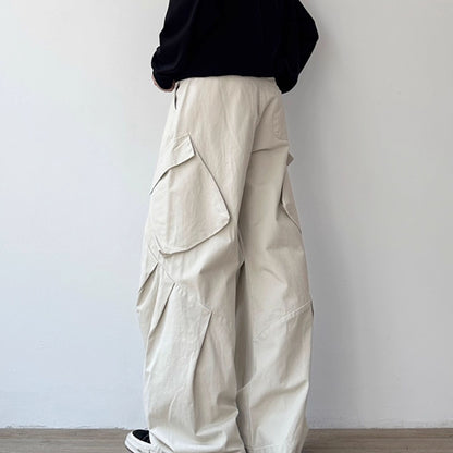 Asymmetric Detail Wide Cargo Pants N0952