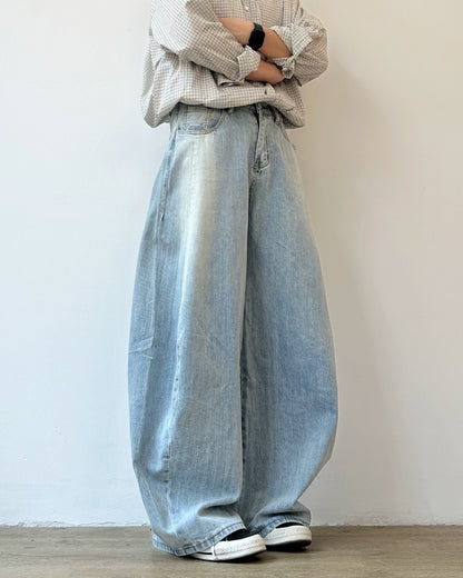 Vintage Wash Wide Denim Pants N0852