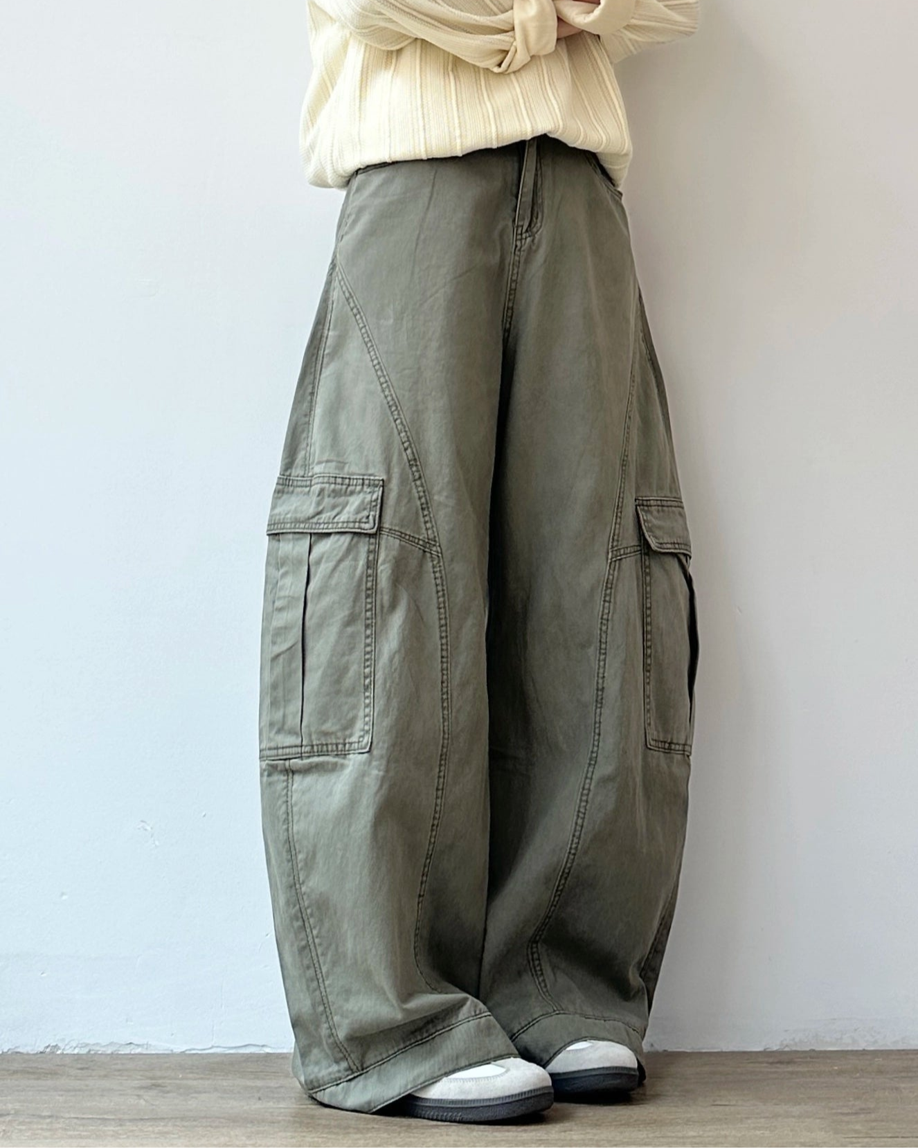 Retro Deconstructed Wide-Leg Pants N0872