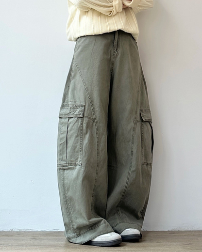 Retro Deconstructed Wide-Leg Pants N0872