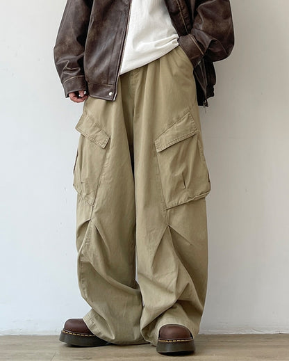 Asymmetric Wrinkle Wide Pants N0613