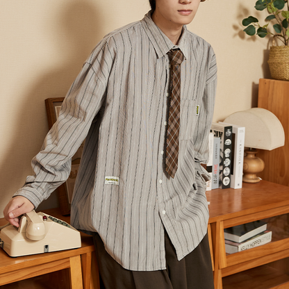 Loose Long-sleeved Striped Shirt N0012