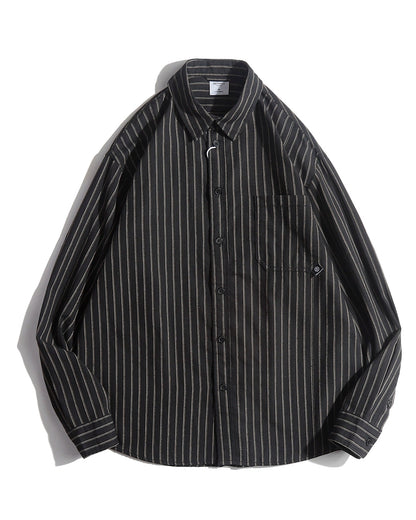 Retro Stripe Long Sleeve Casual Shirt N0684