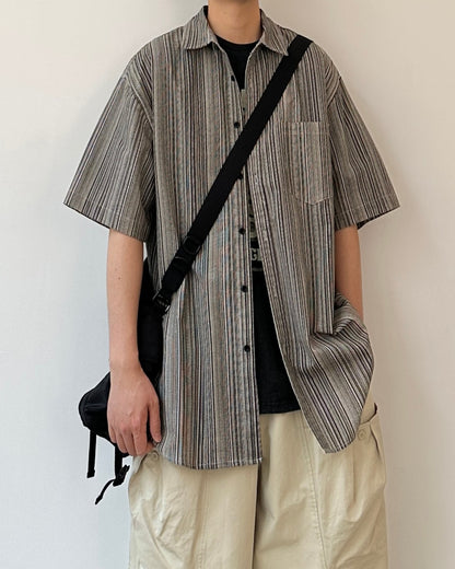 Vertical Striped Short Sleeve Shirt N0806