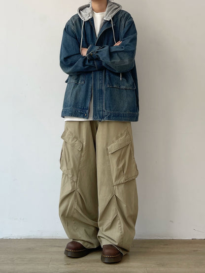 Sweat Hoodie Denim Jacket N0615