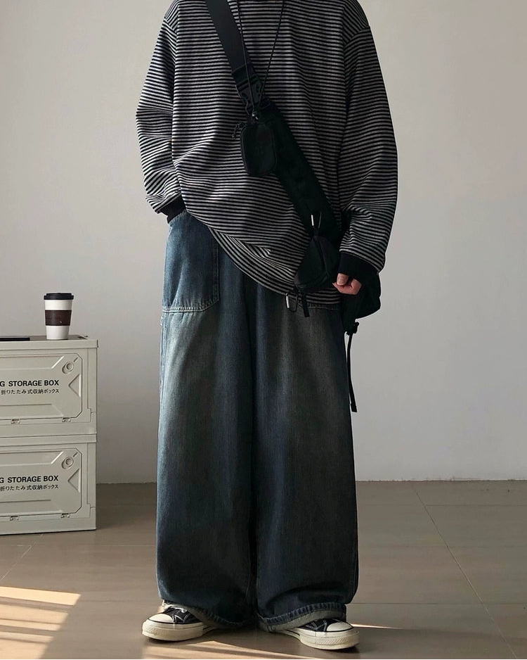 Vintage Wash Balloon Denim Pants N0941