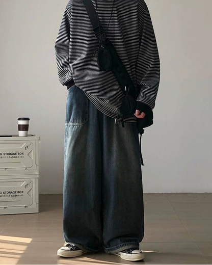 Vintage Wash Balloon Denim Pants N0941