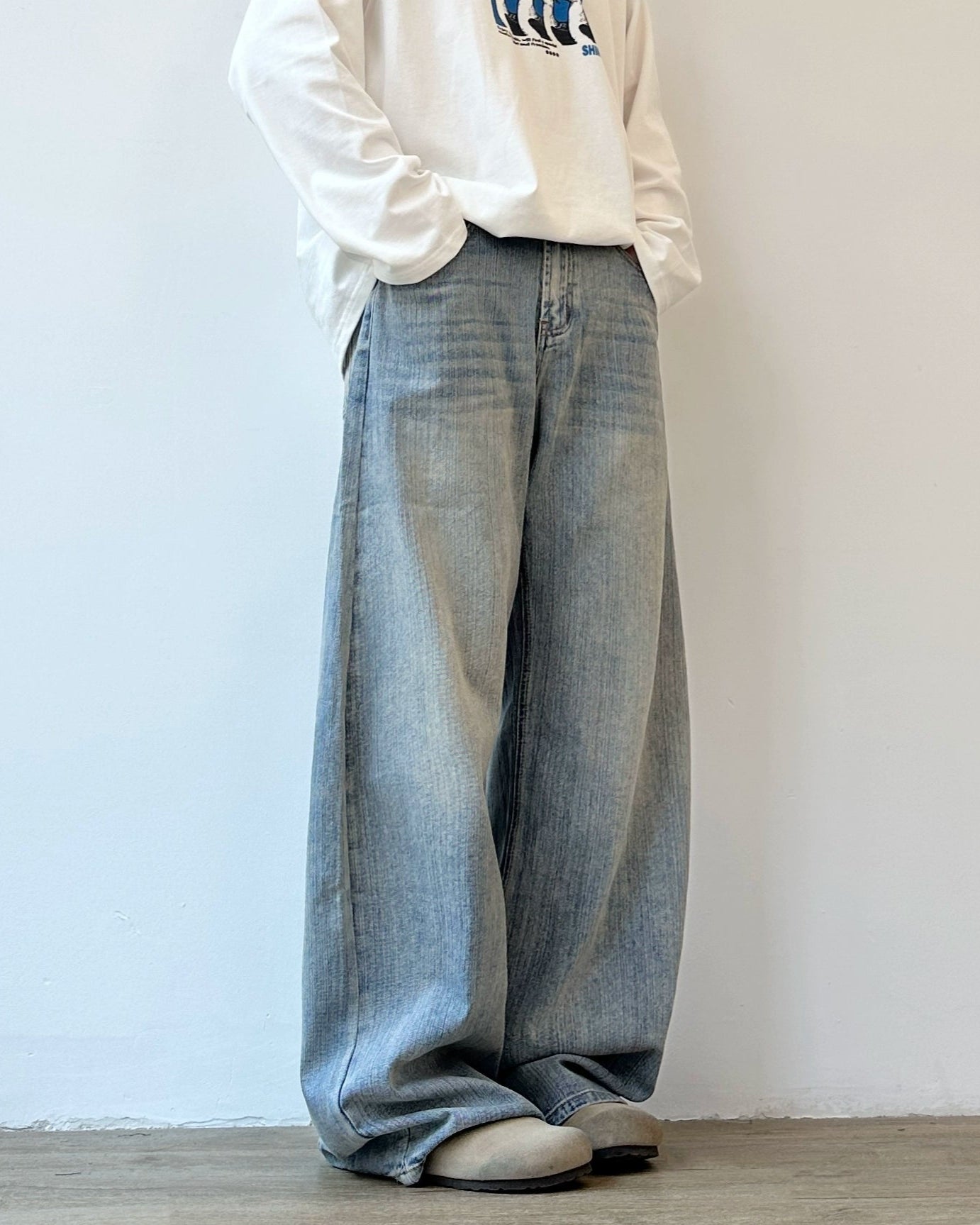 Wide Leg Classic Style Jeans N0860