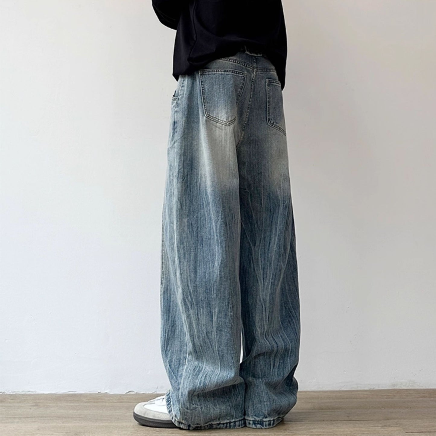 Vintage Wash Wide Denim Pants N0964