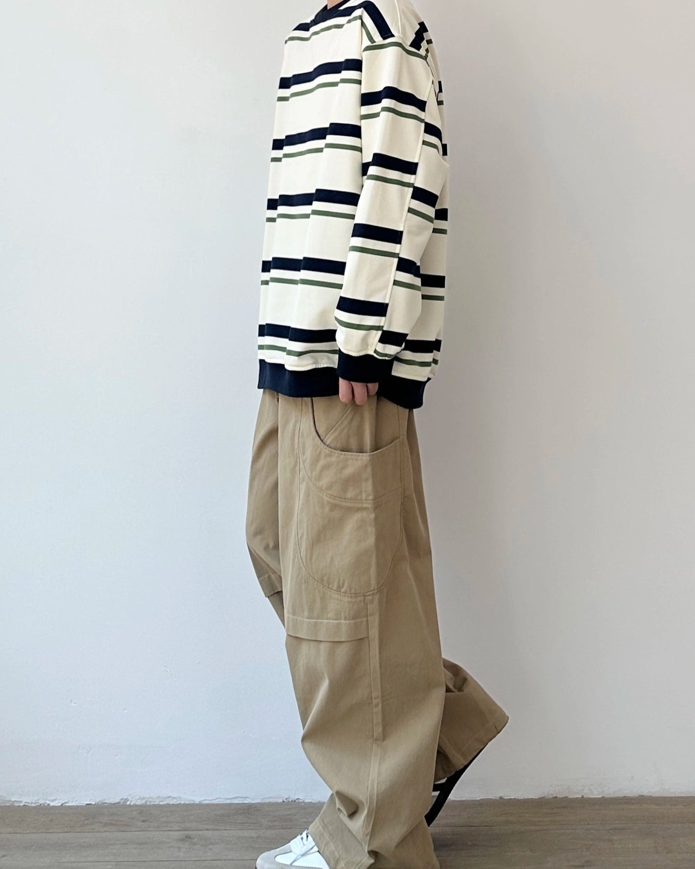 Border Line Loose Fit Long Sleeve T-shirt N0903