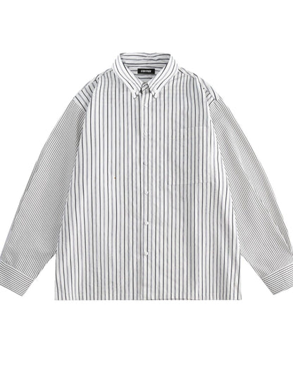 Mixed Stripe Panel Design Shirt N0709