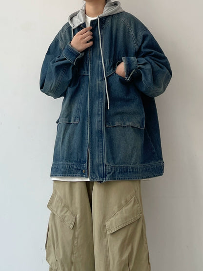 Sweat Hoodie Denim Jacket N0615