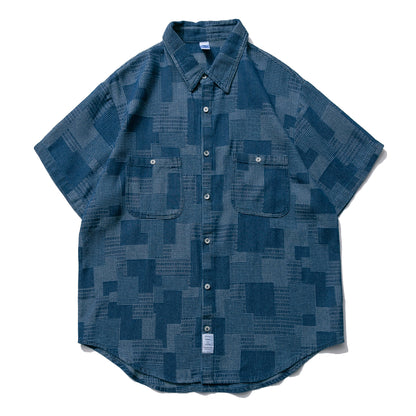 Geometric Check Short Sleeve Shirt N1096