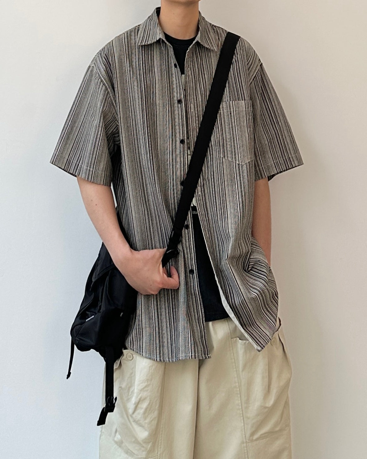 Vertical Striped Short Sleeve Shirt N0806