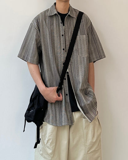 Vertical Striped Short Sleeve Shirt N0806