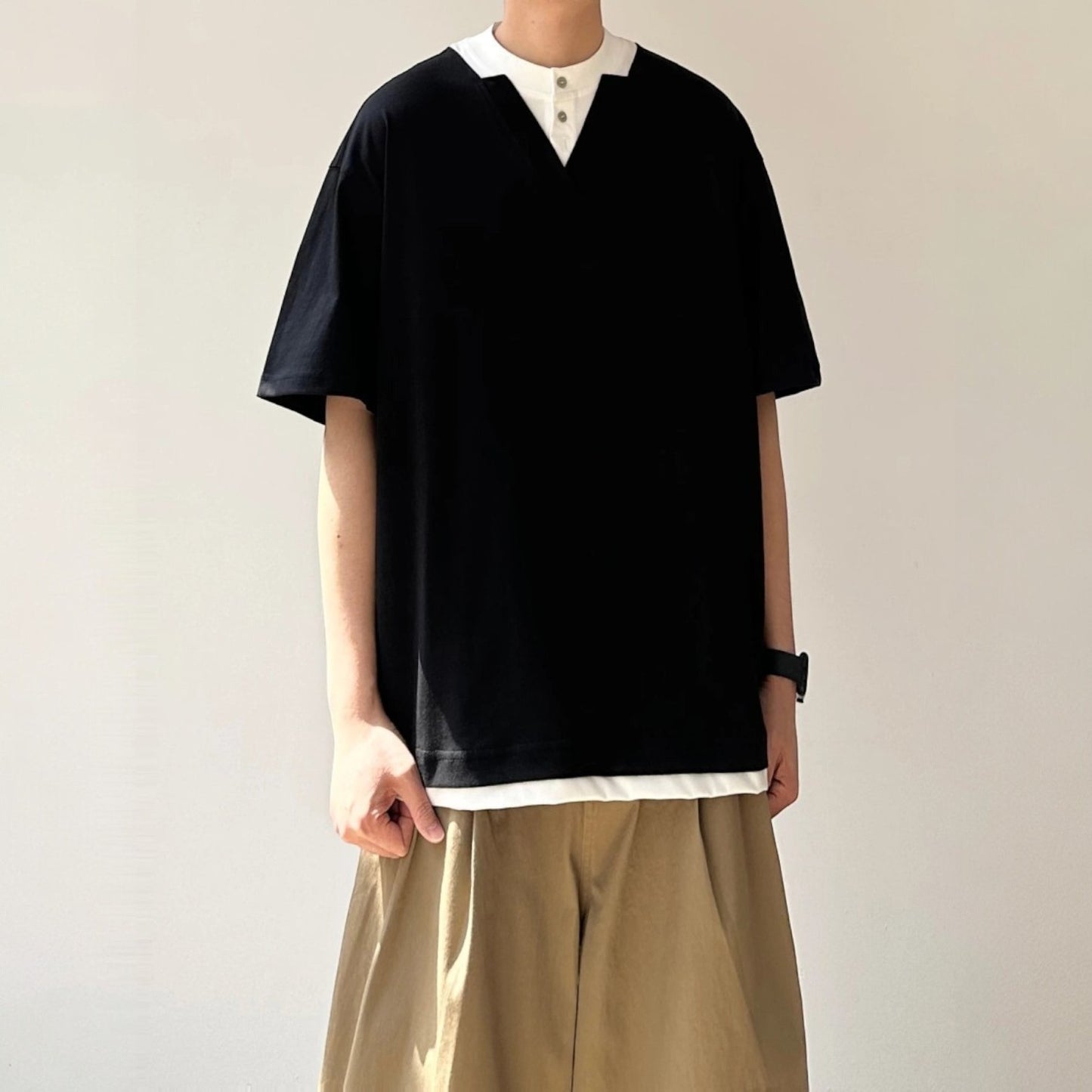Simple Layered Half Sleeve T-Shirt N1084