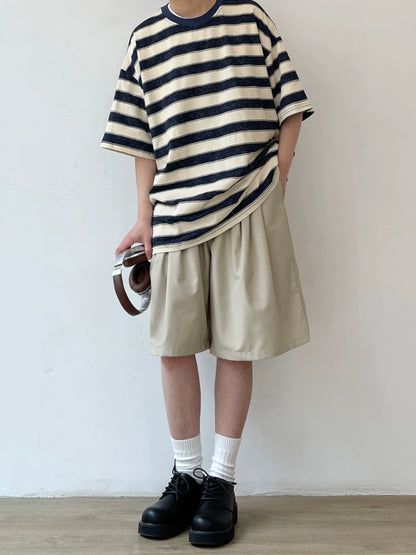 Simple Wide Silhouette Half Pants N0744