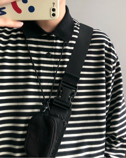 Border Loose Long Sleeve Shirt N0939