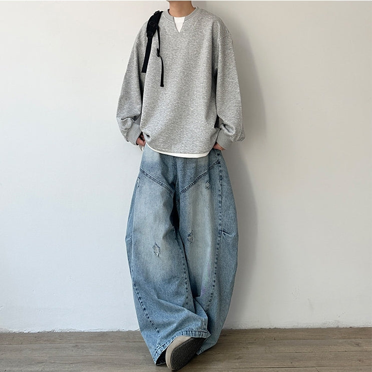 Simple Design Sweat Tops N1066
