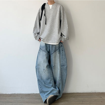 Simple Design Sweat Tops N1066