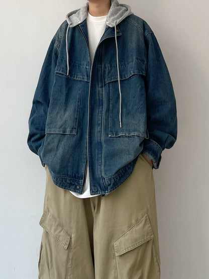 Sweat Hoodie Denim Jacket N0615