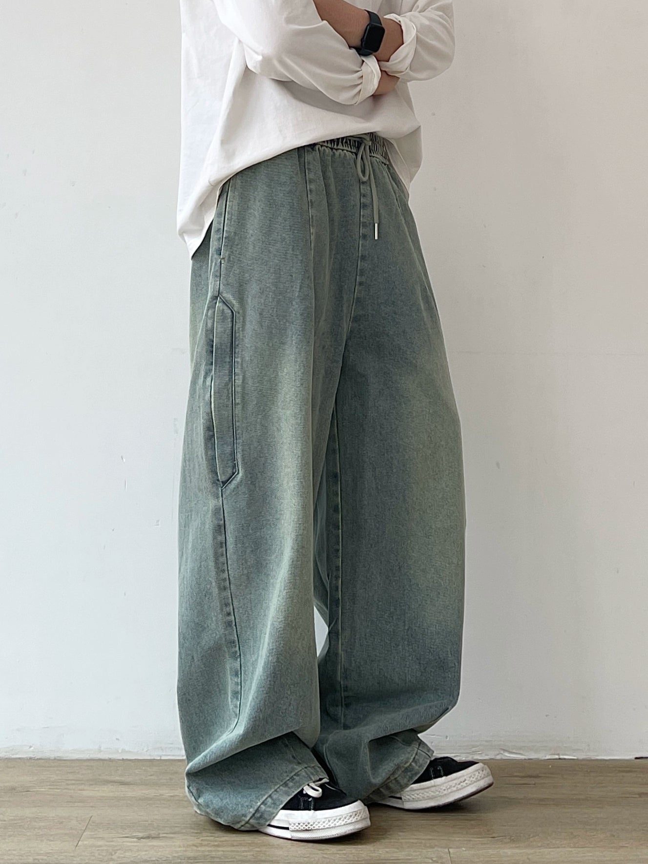 Wide Silhouette Denim Cargo Loose Pants N0628