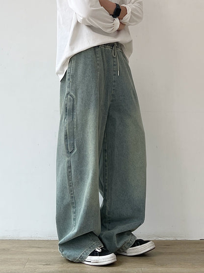 Wide Silhouette Denim Cargo Loose Pants N0628