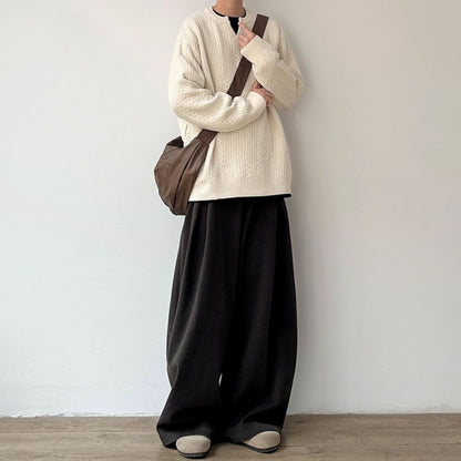 Cable Pattern Relax Fit Knit Sweater N0980