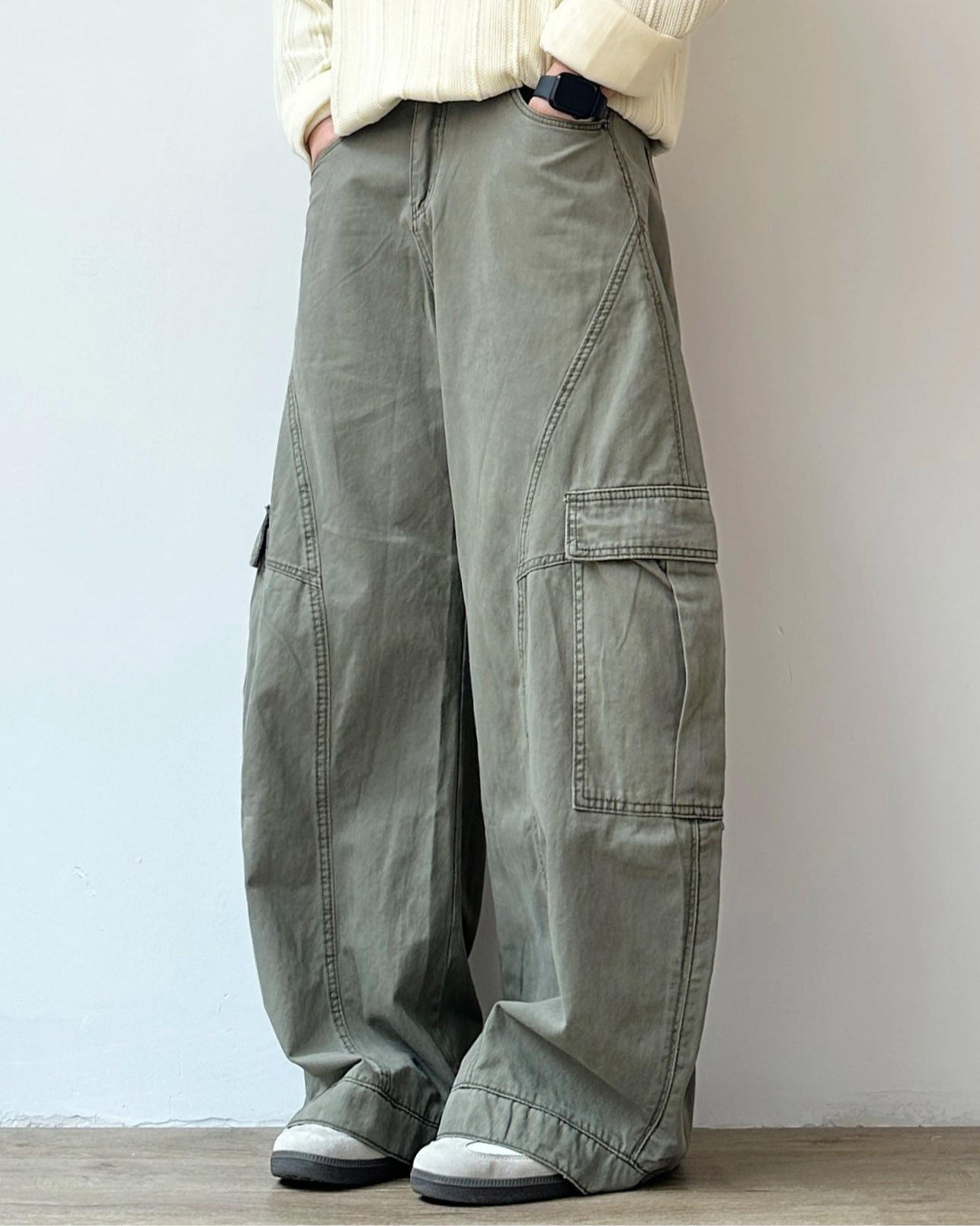 Retro Deconstructed Wide-Leg Pants N0872