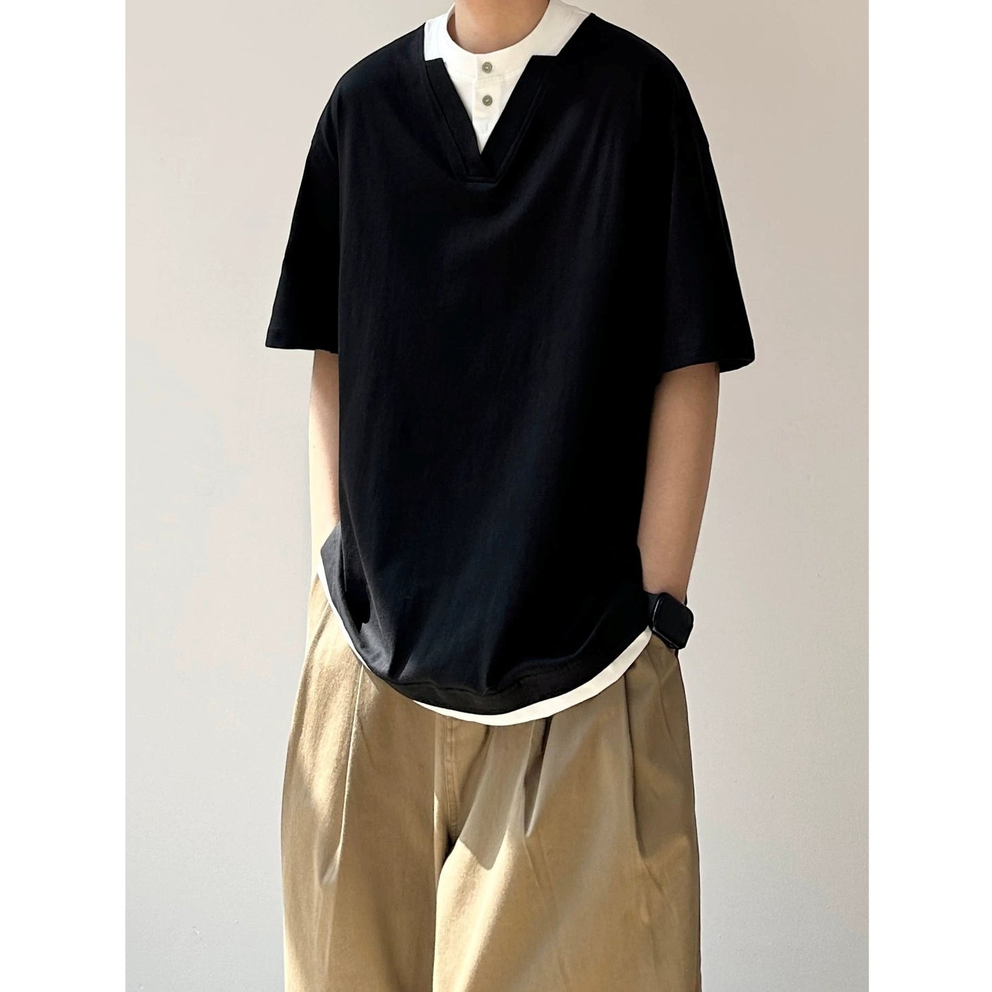 Simple Layered Half Sleeve T-Shirt N1084