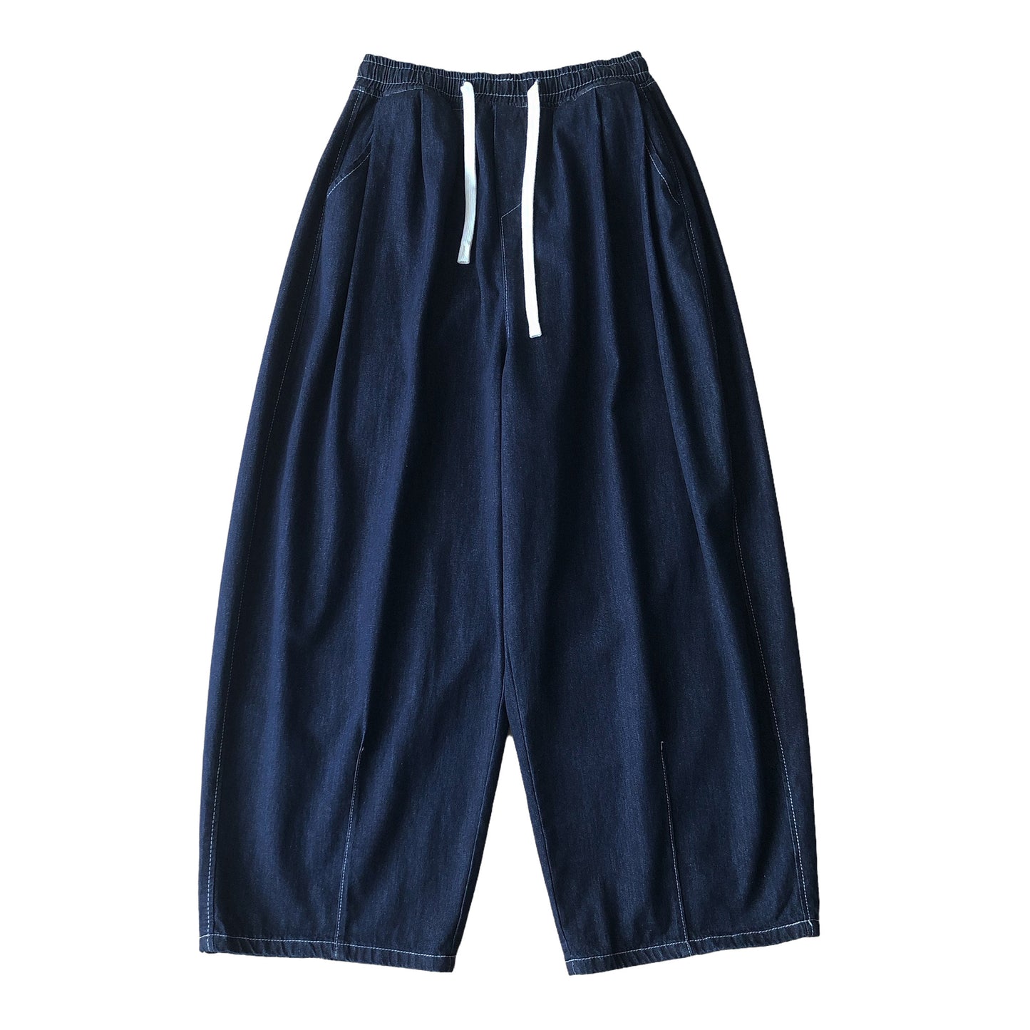 Wide Silhouette Gather Waist Denim Pants N1090