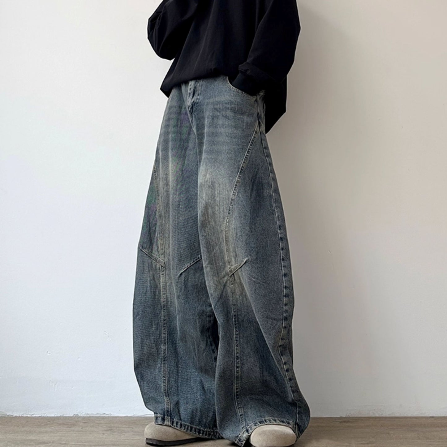 Volume Curve Loose Denim Pants N0994