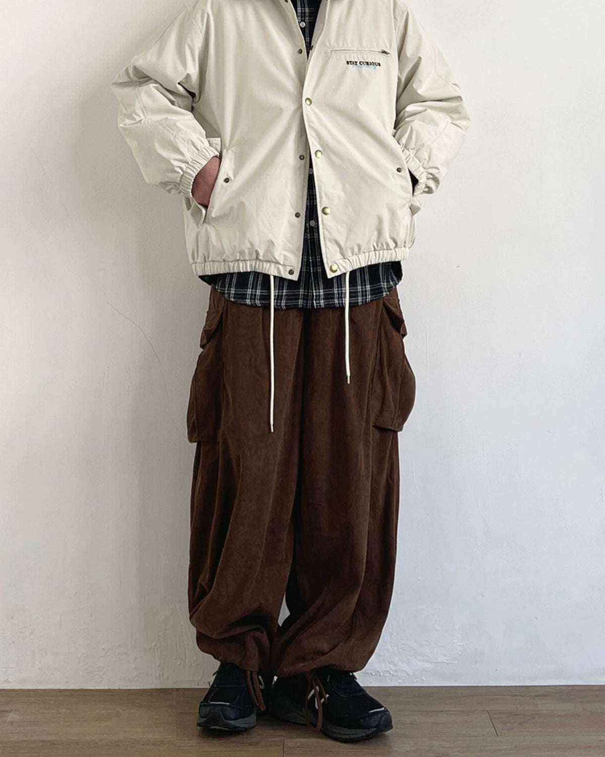 Retro Corduroy Wide-Leg Workwear Pants N0687