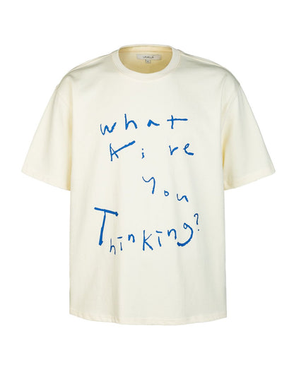 Hand-Drawn Letter Print T-shirt N0794
