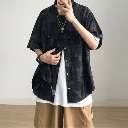 Geometric Check Short Sleeve Shirt N1096