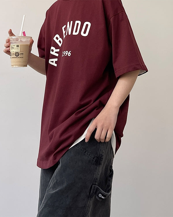 Casual Burgundy Short Sleeve Tee N0771