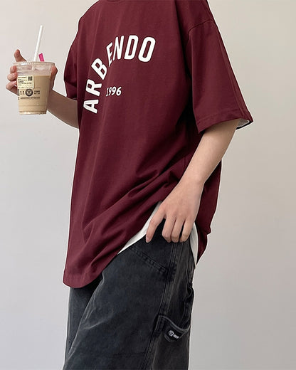 Casual Burgundy Short Sleeve Tee N0771