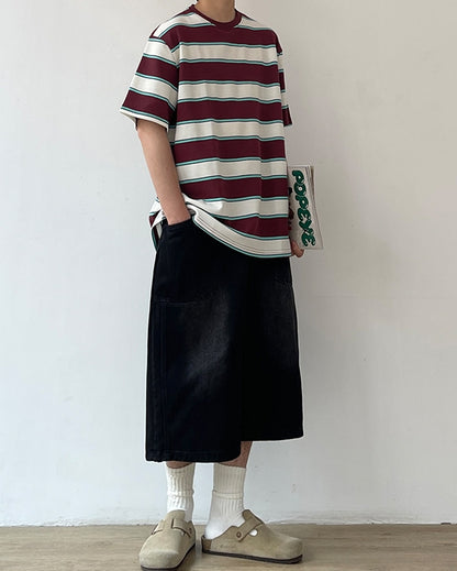 Retro Line Wide Silhouette Short Sleeve T-shirt N0738