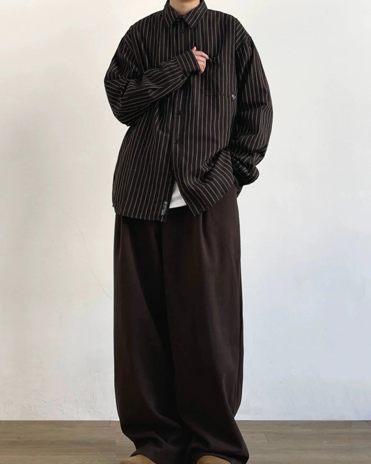 【OUTLET/即納】Retro Stripe Long Sleeve Casual Shirt N0684