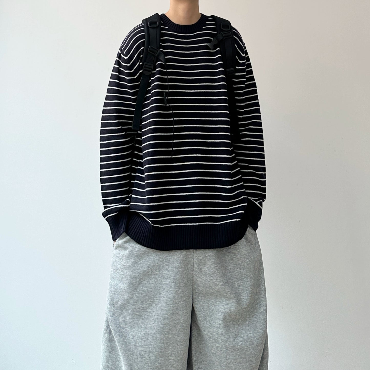 Border Line Loose Knit Sweater N0977