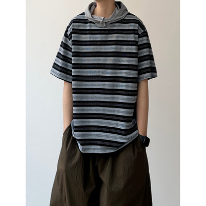 Gray Border Relaxed Half Sleeve Tee N1078