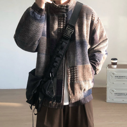 Patchwork Check Short Jacket N0996