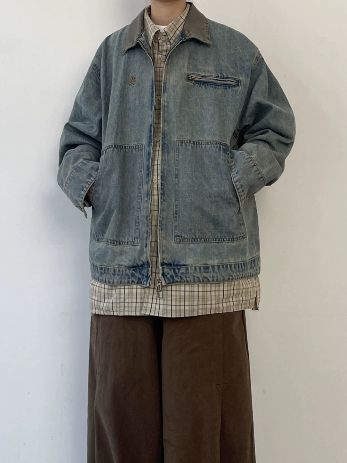 Washed Denim Work Pocket Denim Jacket N0640